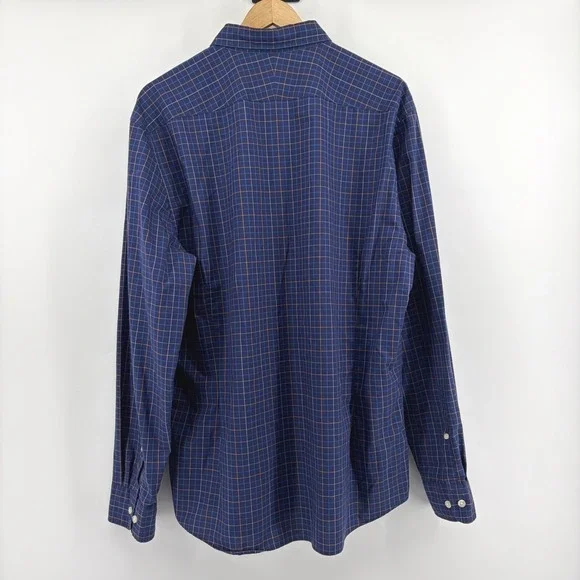 Charles Tyrwhitt Mens XL Extra Slim Fit Non-Iron Navy Blue Check Shirt Logo - Picture 4 of 10